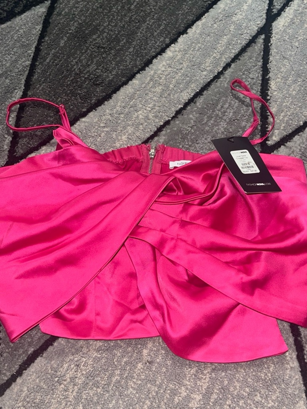Fashion Nova Satin Twist-Front Hot Pink Crop Camisole